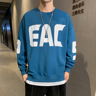 Ανδρική μπλούζα φαρδιά μοντέλο με επιγραφή και μακριά μανίκια