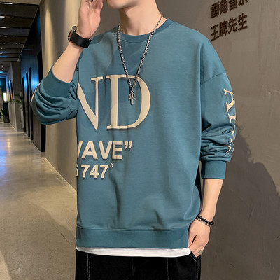 Ανδρική μπλούζα φαρδιά μοντέλο με επιγραφή και μακριά μανίκια