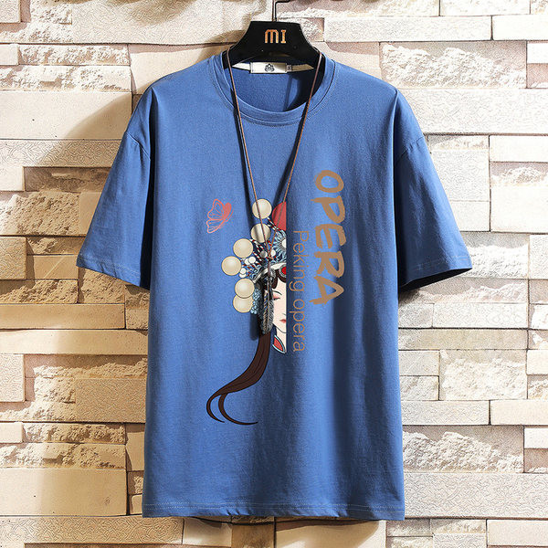 Tricou barbatesc model nou cu imprimeu si decolteu rotund - mai multe culori