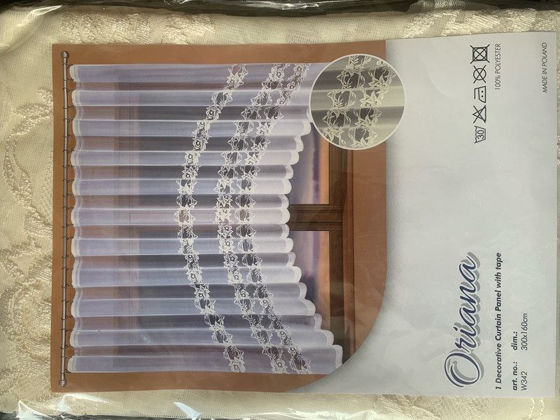 Перде дантела с ширит лента 160x300 cm, 100% Полиестер, Крем