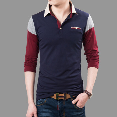 Bluză bărbătească de primăvară cu mâneci lungi și guler clasic