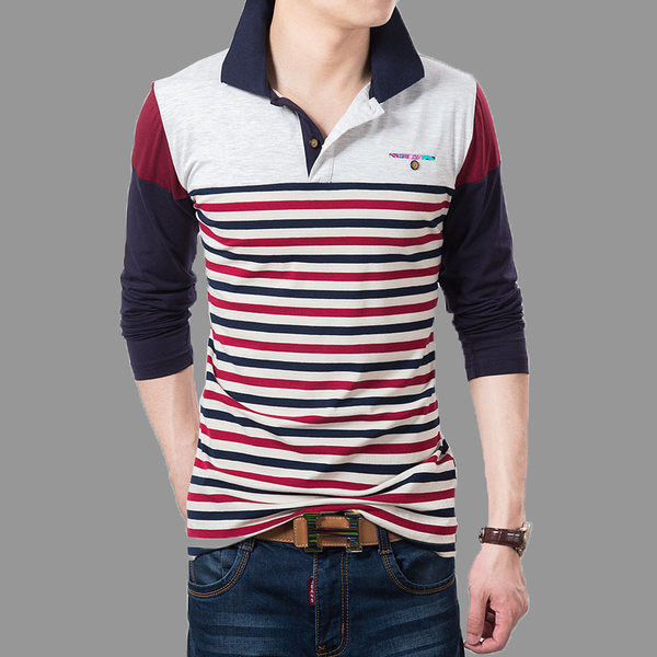 Bluză bărbătească de primăvară cu mâneci lungi și guler clasic