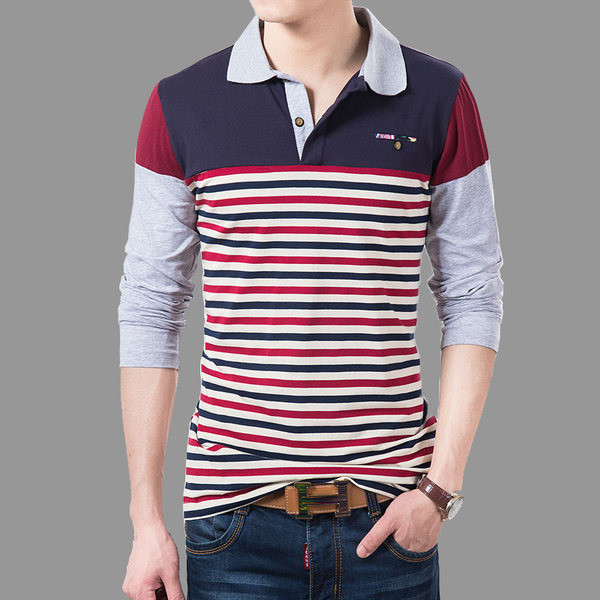 Bluză bărbătească de primăvară cu mâneci lungi și guler clasic