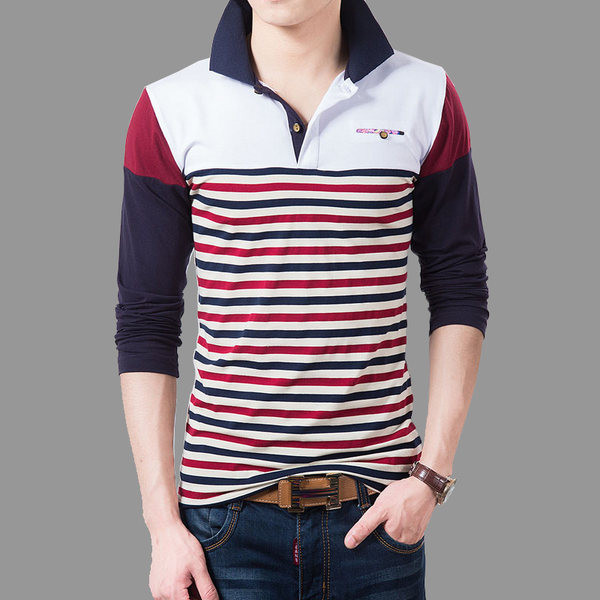 Bluză bărbătească de primăvară cu mâneci lungi și guler clasic