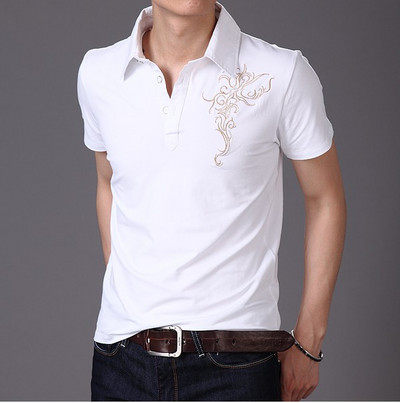 Bluză casual pentru bărbați, cu guler clasic și mâneci scurte