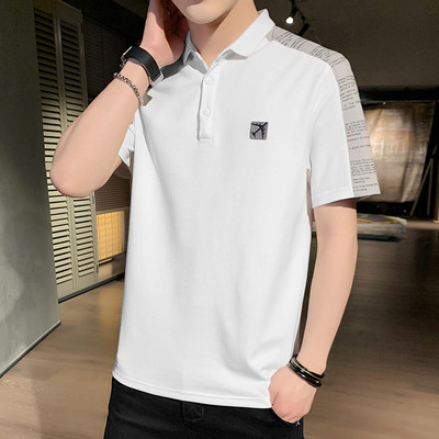 Tricou barbatesc cu broderie si guler clasic