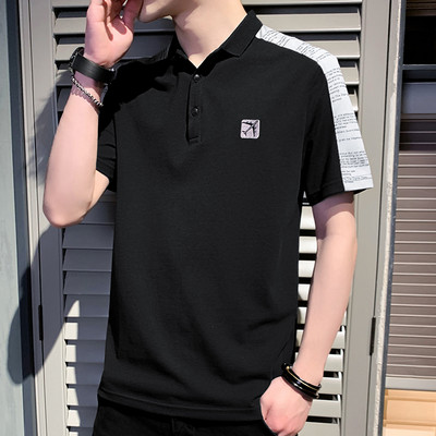 Tricou barbatesc cu broderie si guler clasic