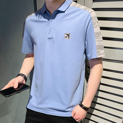 Tricou barbatesc cu broderie si guler clasic