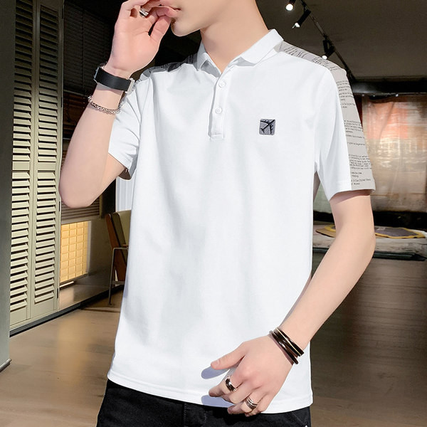 Tricou barbatesc cu broderie si guler clasic