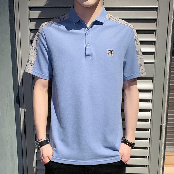 Tricou barbatesc cu broderie si guler clasic