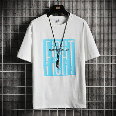 Tricou barbatesc cu imprimeu si decolteu oval