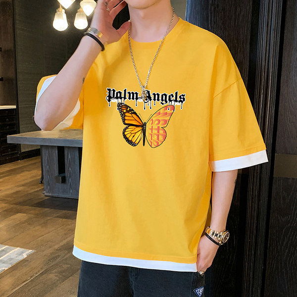 Tricou barbatesc model nou cu maneci scurte late si imprimeu