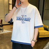 Tricou larg casual barbatesc cu imprimeu in mai multe culori