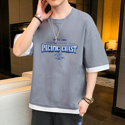 Tricou larg casual barbatesc cu imprimeu in mai multe culori