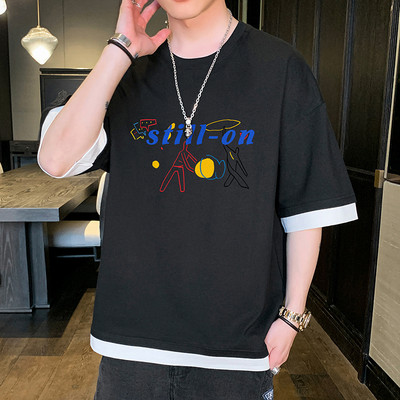 Tricou larg casual barbatesc cu imprimeu in mai multe culori