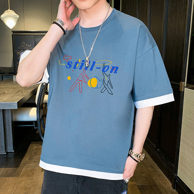 Tricou larg casual barbatesc cu imprimeu in mai multe culori