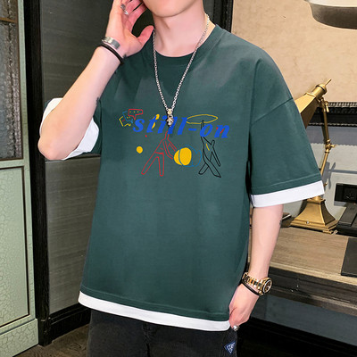 Tricou larg casual barbatesc cu imprimeu in mai multe culori