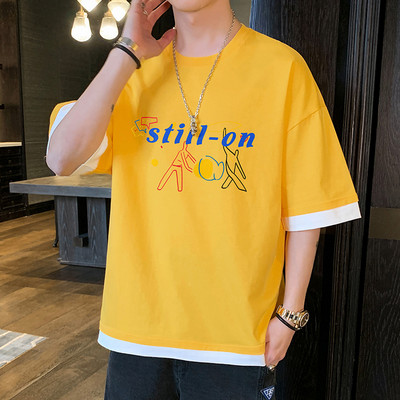 Tricou larg casual barbatesc cu imprimeu in mai multe culori