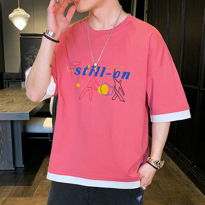 Tricou larg casual barbatesc cu imprimeu in mai multe culori