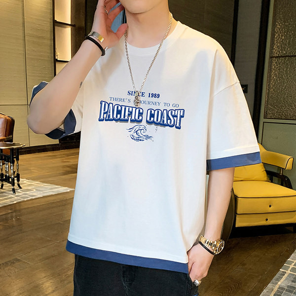 Tricou larg casual barbatesc cu imprimeu in mai multe culori