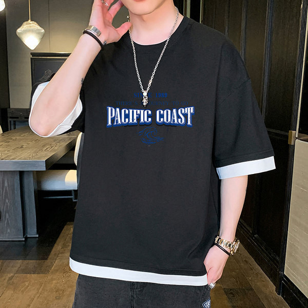 Tricou larg casual barbatesc cu imprimeu in mai multe culori