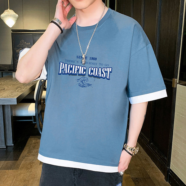 Tricou larg casual barbatesc cu imprimeu in mai multe culori