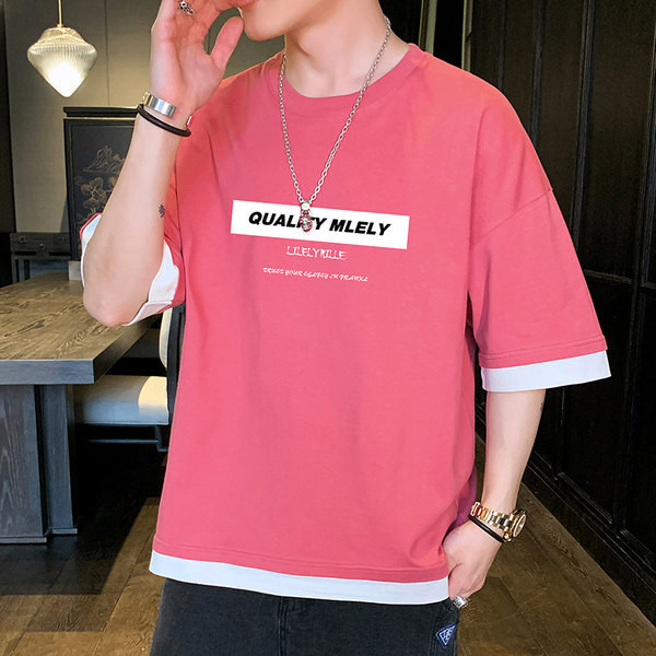 Tricou larg casual barbatesc cu imprimeu in mai multe culori