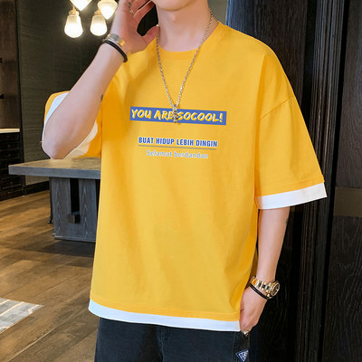 Tricou barbatesc model nou cu maneci largi si imprimeu