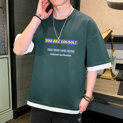 Tricou barbatesc model nou cu maneci largi si imprimeu