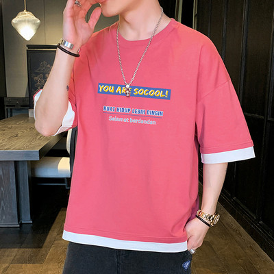 Tricou barbatesc model nou cu maneci largi si imprimeu