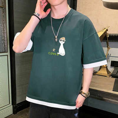 Tricou barbatesc model nou cu maneci largi si imprimeu