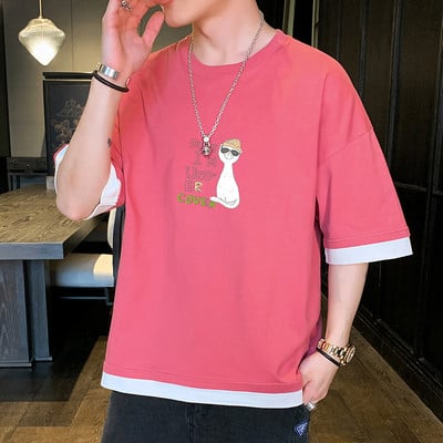 Tricou barbatesc model nou cu maneci largi si imprimeu