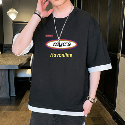 Tricou barbatesc model nou cu maneci largi si imprimeu