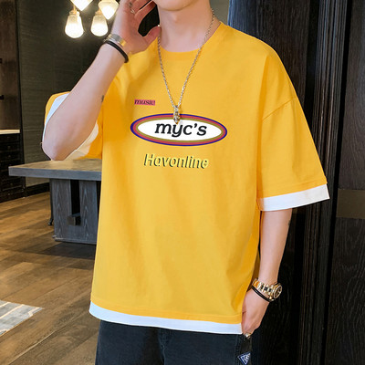 Tricou barbatesc model nou cu maneci largi si imprimeu