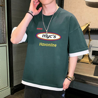 Tricou barbatesc model nou cu maneci largi si imprimeu