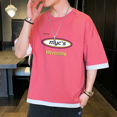 Tricou barbatesc model nou cu maneci largi si imprimeu