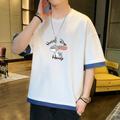 Tricou casual cu imprimeu - model larg pentru barbati