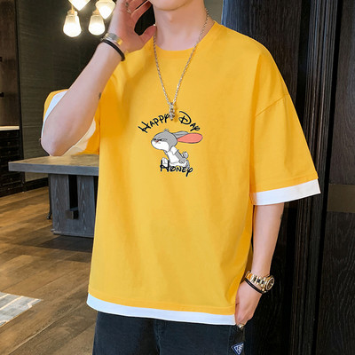 Tricou casual cu imprimeu - model larg pentru barbati