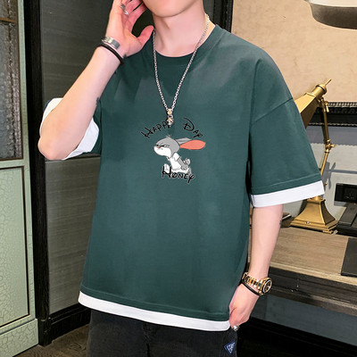 Tricou casual cu imprimeu - model larg pentru barbati