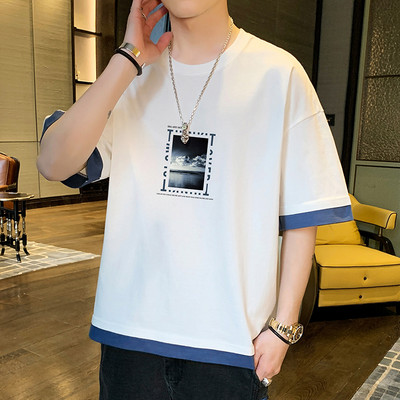 Tricou casual cu imprimeu - model larg pentru barbati