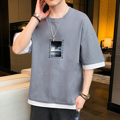 Tricou casual cu imprimeu - model larg pentru barbati