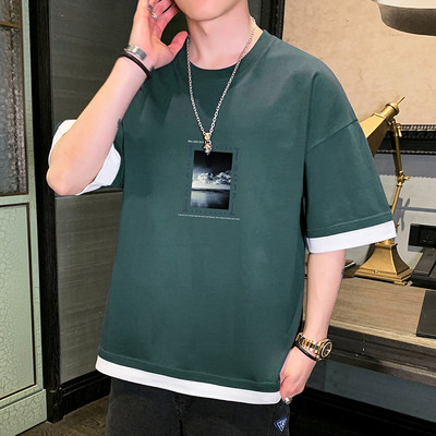 Tricou casual cu imprimeu - model larg pentru barbati