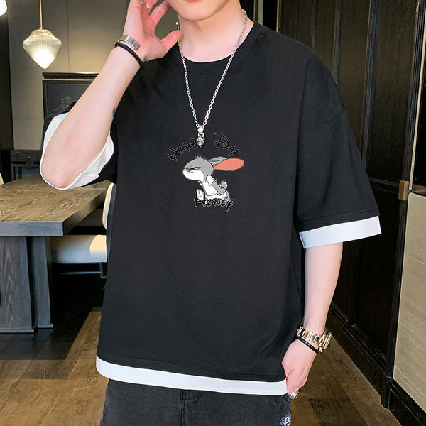 Tricou casual cu imprimeu - model larg pentru barbati