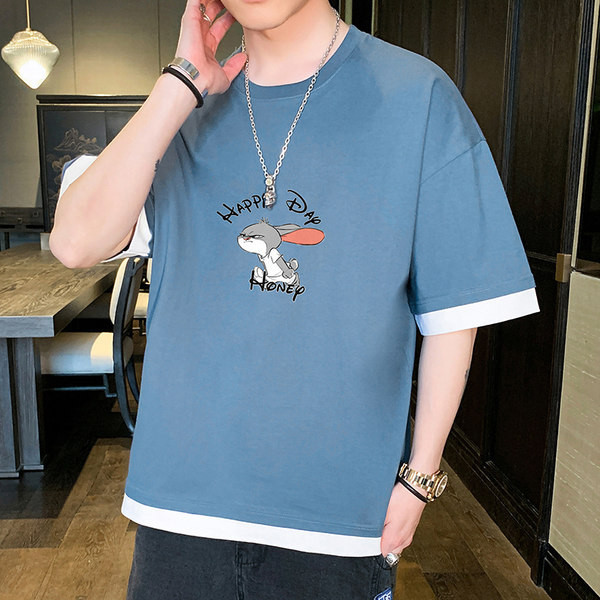 Tricou casual cu imprimeu - model larg pentru barbati