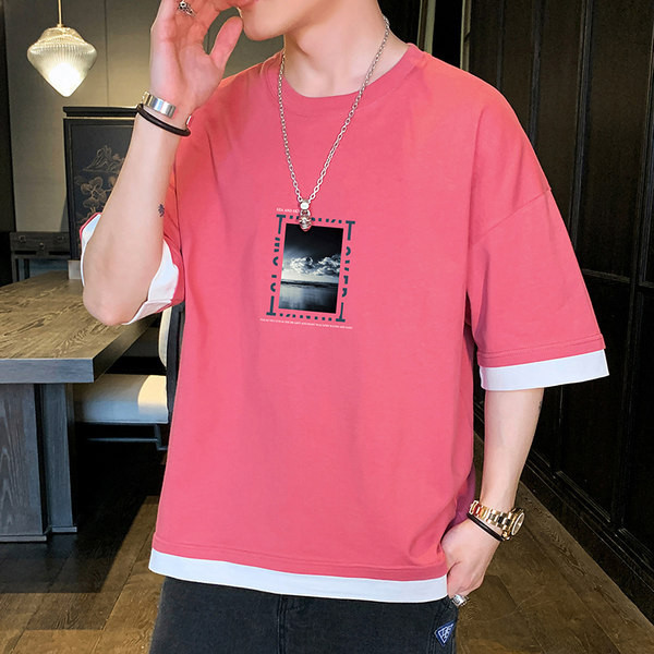 Tricou casual cu imprimeu - model larg pentru barbati