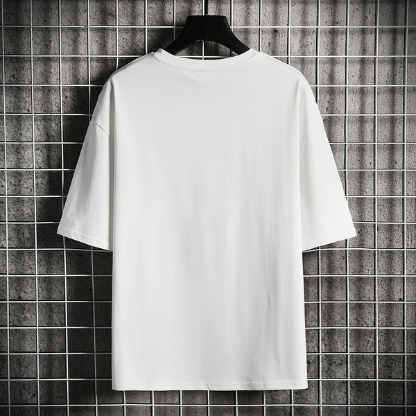 Tricou casual cu imprimeu si maneci scurte - in alb si negru