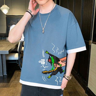 Tricou barbatesc cu imprimeu in mai multe culori - model larg