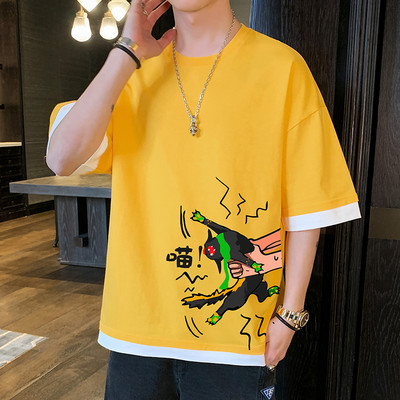 Tricou barbatesc cu imprimeu in mai multe culori - model larg