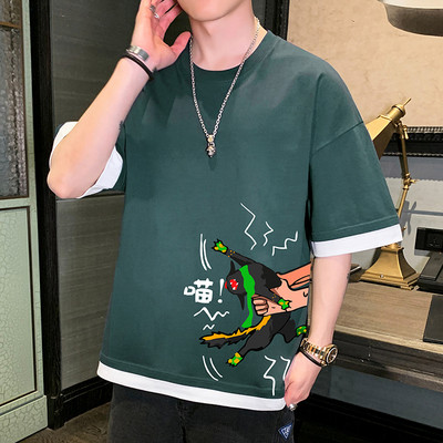 Tricou barbatesc cu imprimeu in mai multe culori - model larg