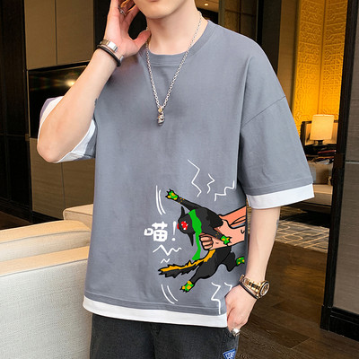 Tricou barbatesc cu imprimeu in mai multe culori - model larg